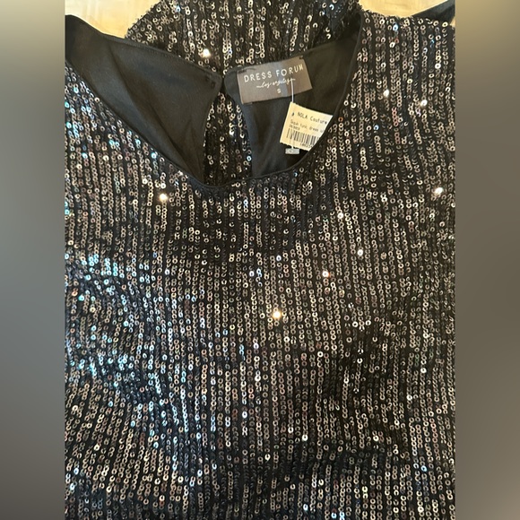 NEW Sequin Mini Dress with Velvet Ribbon Belt - Picture 3 of 4